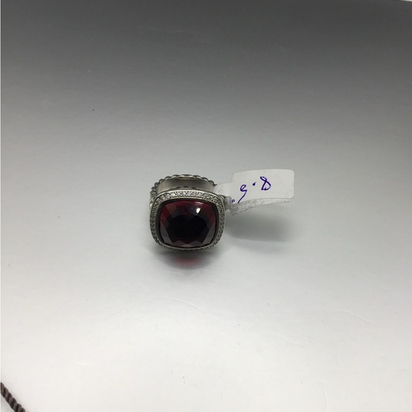 Gorgeous David Yurman Rich Red Garnet Ring w Diamonds! SZ  8.5” - Picture 10 of 10